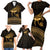 Ancient Egypt Eye of Horus Family Matching Short Sleeve Bodycon Dress and Hawaiian Shirt Gold Intricate Feathers