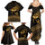 Ancient Egypt Eye of Horus Family Matching Summer Maxi Dress and Hawaiian Shirt Gold Intricate Feathers