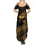 Ancient Egypt Eye of Horus Family Matching Summer Maxi Dress and Hawaiian Shirt Gold Intricate Feathers