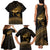 Ancient Egypt Eye of Horus Family Matching Tank Maxi Dress and Hawaiian Shirt Gold Intricate Feathers