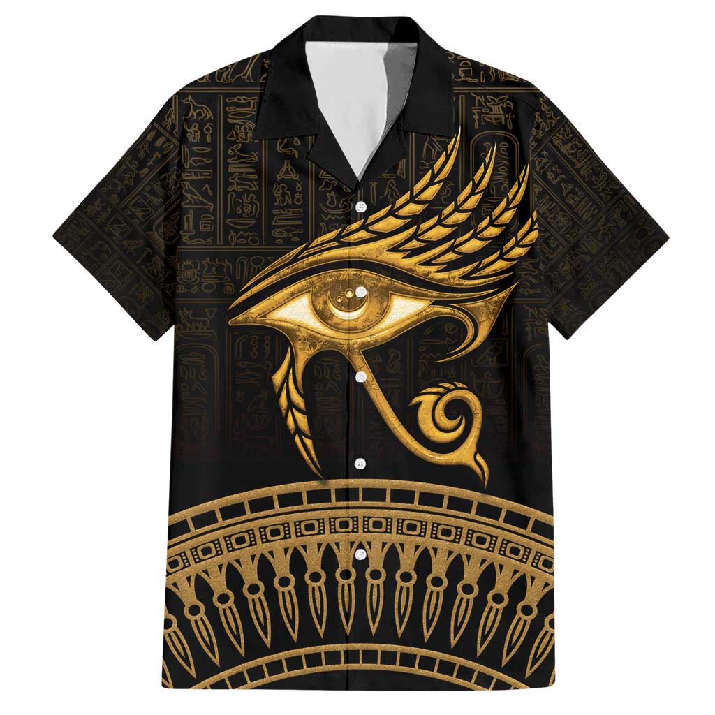 Ancient Egypt Eye of Horus Hawaiian Shirt Gold Intricate Feathers