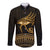 Ancient Egypt Eye of Horus Long Sleeve Button Shirt Gold Intricate Feathers