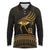 Ancient Egypt Eye of Horus Long Sleeve Polo Shirt Gold Intricate Feathers