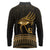 Ancient Egypt Eye of Horus Long Sleeve Polo Shirt Gold Intricate Feathers