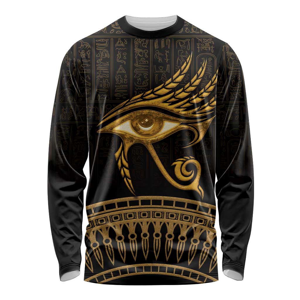 Ancient Egypt Eye of Horus Long Sleeve Shirt Gold Intricate Feathers