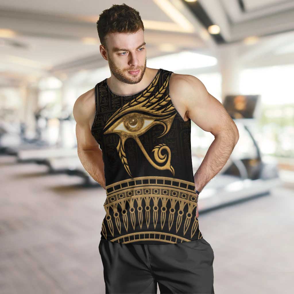 Ancient Egypt Eye of Horus Men Tank Top Gold Intricate Feathers