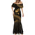 Ancient Egypt Eye of Horus Mermaid Dress Gold Intricate Feathers