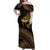 Ancient Egypt Eye of Horus Off Shoulder Maxi Dress Gold Intricate Feathers