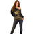 Ancient Egypt Eye of Horus Off Shoulder Sweater Gold Intricate Feathers