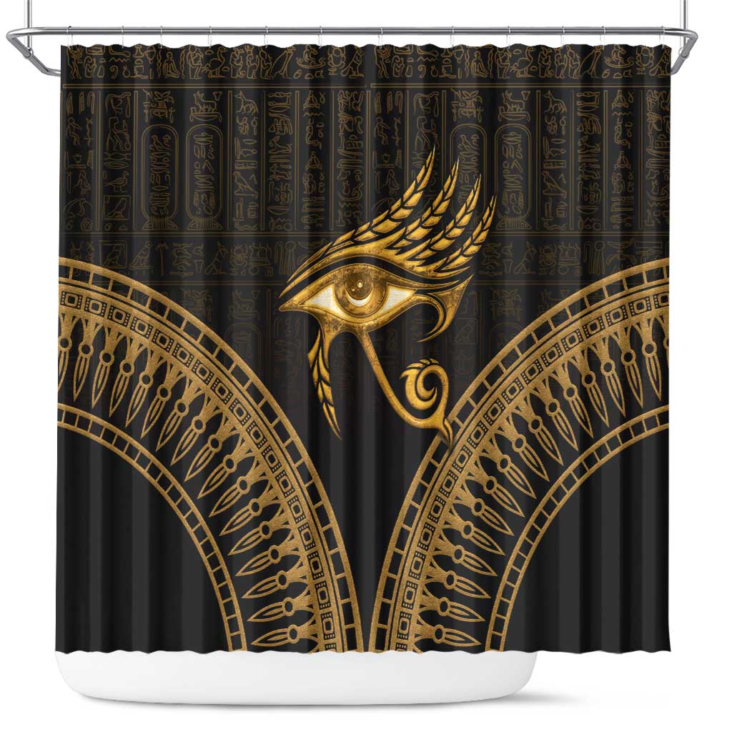 Ancient Egypt Eye of Horus Shower Curtain Gold Intricate Feathers