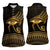 Ancient Egypt Eye of Horus Women Sleeveless Polo Shirt Gold Intricate Feathers