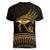 Ancient Egypt Eye of Horus Women V-Neck T-Shirt Gold Intricate Feathers