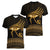 Ancient Egypt Eye of Horus Women V-Neck T-Shirt Gold Intricate Feathers