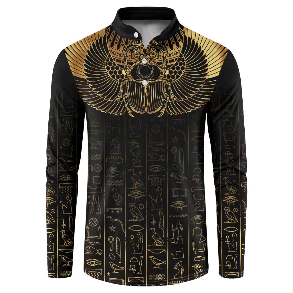 Ancient Egypt Scarab Button Sweatshirt Black Gold