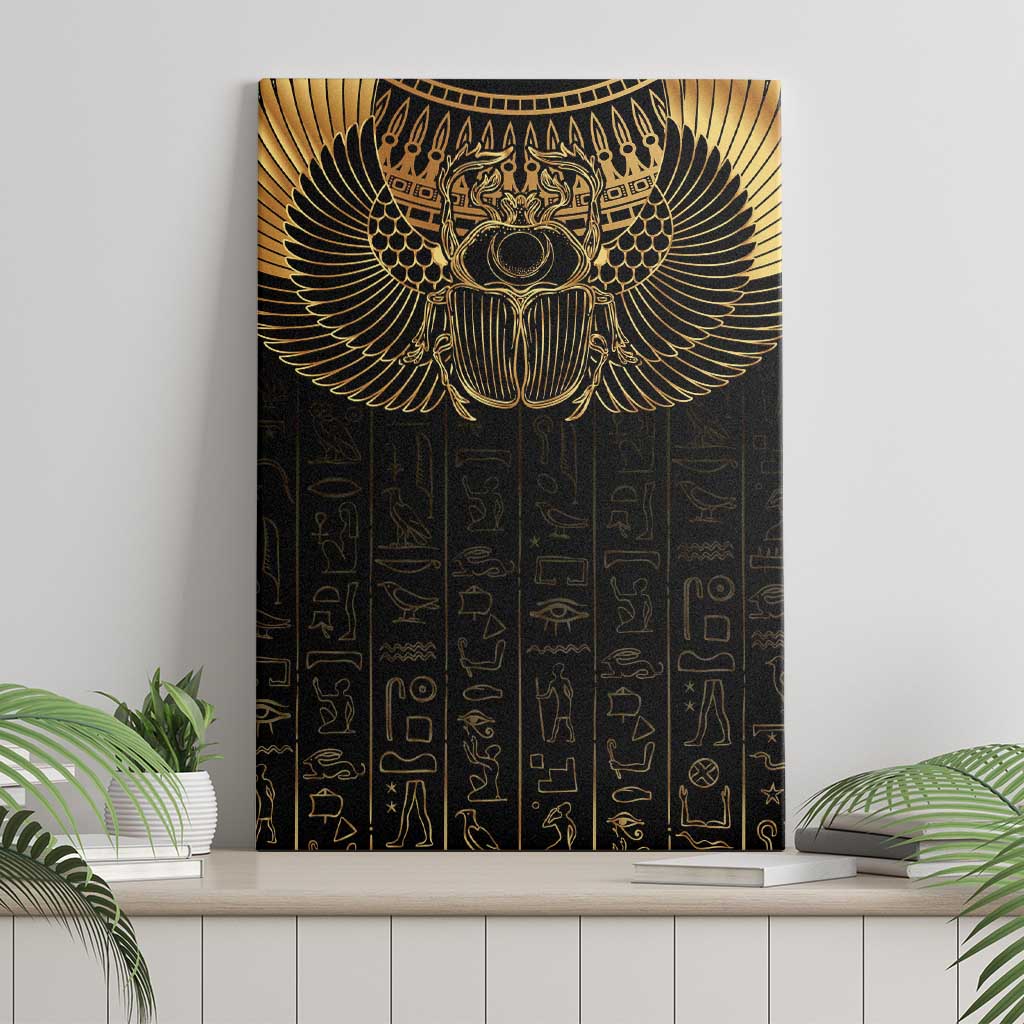 Ancient Egypt Scarab Canvas Wall Art Black Gold