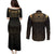 Ancient Egypt Scarab Couples Matching Puletasi and Long Sleeve Button Shirt Black Gold