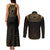 Ancient Egypt Scarab Couples Matching Tank Maxi Dress and Long Sleeve Button Shirt Black Gold