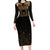 Ancient Egypt Scarab Family Matching Long Sleeve Bodycon Dress and Hawaiian Shirt Black Gold