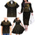 Ancient Egypt Scarab Family Matching Off The Shoulder Long Sleeve Dress and Hawaiian Shirt Black Gold