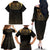 Ancient Egypt Scarab Family Matching Off The Shoulder Long Sleeve Dress and Hawaiian Shirt Black Gold