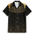 Ancient Egypt Scarab Family Matching Off The Shoulder Long Sleeve Dress and Hawaiian Shirt Black Gold