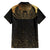 Ancient Egypt Scarab Family Matching Off The Shoulder Long Sleeve Dress and Hawaiian Shirt Black Gold