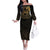 Ancient Egypt Scarab Family Matching Off The Shoulder Long Sleeve Dress and Hawaiian Shirt Black Gold