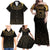 Ancient Egypt Scarab Family Matching Off Shoulder Maxi Dress and Hawaiian Shirt Black Gold