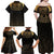 Ancient Egypt Scarab Family Matching Off Shoulder Maxi Dress and Hawaiian Shirt Black Gold