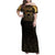 Ancient Egypt Scarab Family Matching Off Shoulder Maxi Dress and Hawaiian Shirt Black Gold