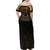 Ancient Egypt Scarab Family Matching Off Shoulder Maxi Dress and Hawaiian Shirt Black Gold