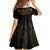 Ancient Egypt Scarab Family Matching Off Shoulder Short Dress and Hawaiian Shirt Black Gold