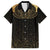 Ancient Egypt Scarab Family Matching Off Shoulder Short Dress and Hawaiian Shirt Black Gold