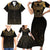 Ancient Egypt Scarab Family Matching Short Sleeve Bodycon Dress and Hawaiian Shirt Black Gold