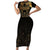 Ancient Egypt Scarab Family Matching Short Sleeve Bodycon Dress and Hawaiian Shirt Black Gold