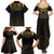 Ancient Egypt Scarab Family Matching Summer Maxi Dress and Hawaiian Shirt Black Gold