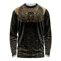 Ancient Egypt Scarab Long Sleeve Shirt Black Gold