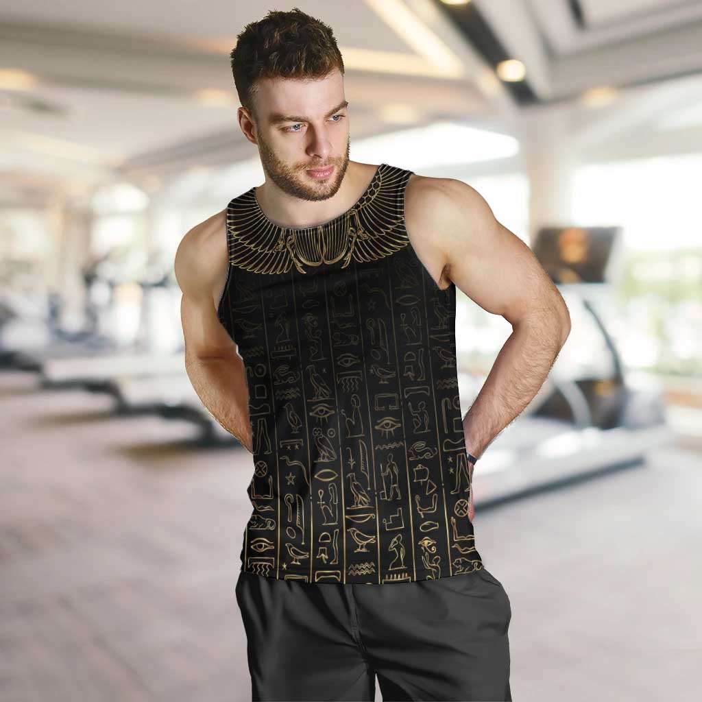 Ancient Egypt Scarab Men Tank Top Black Gold