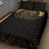 Ancient Egypt Scarab Quilt Bed Set Black Gold