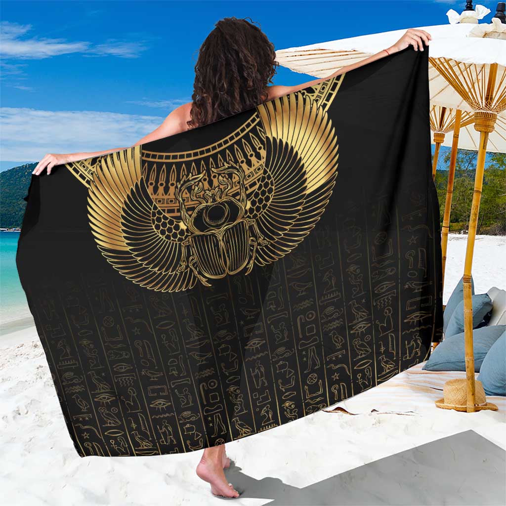 Ancient Egypt Scarab Sarong Black Gold