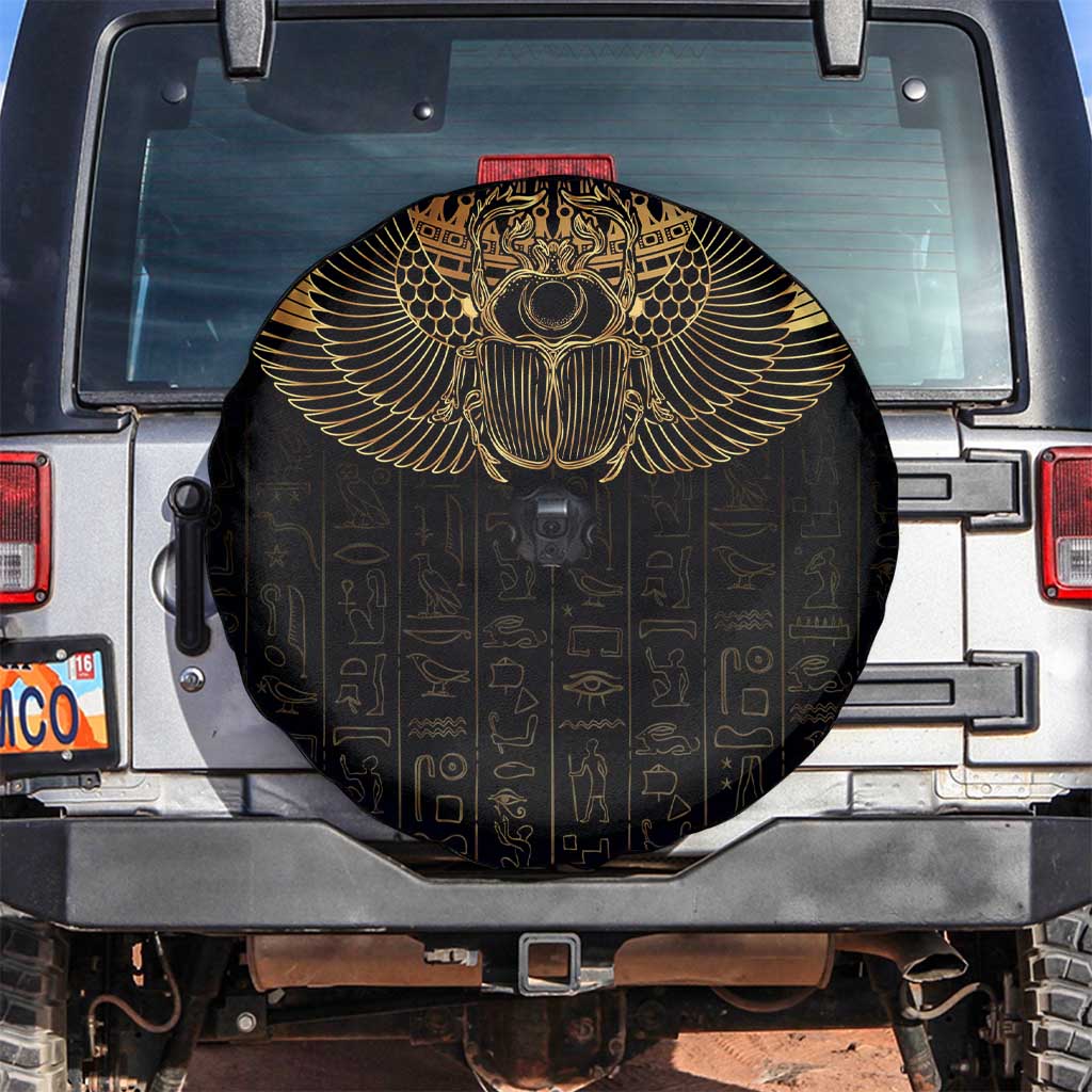 Ancient Egypt Scarab Spare Tire Cover Black Gold