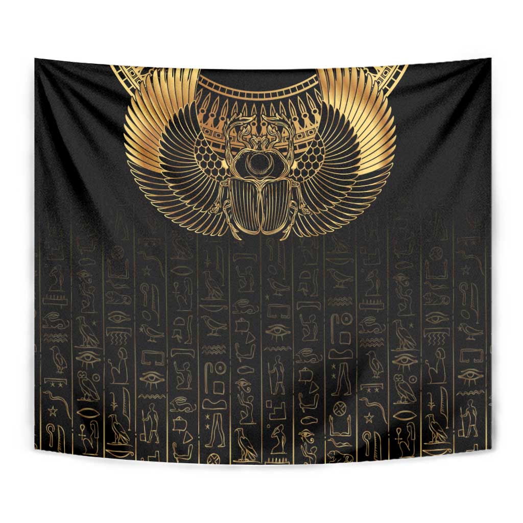 Ancient Egypt Scarab Tapestry Black Gold