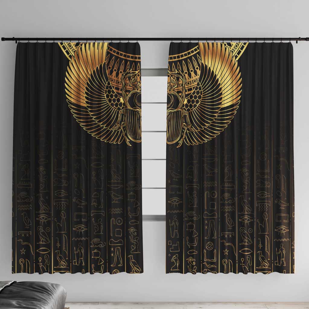 Ancient Egypt Scarab Window Curtain Black Gold