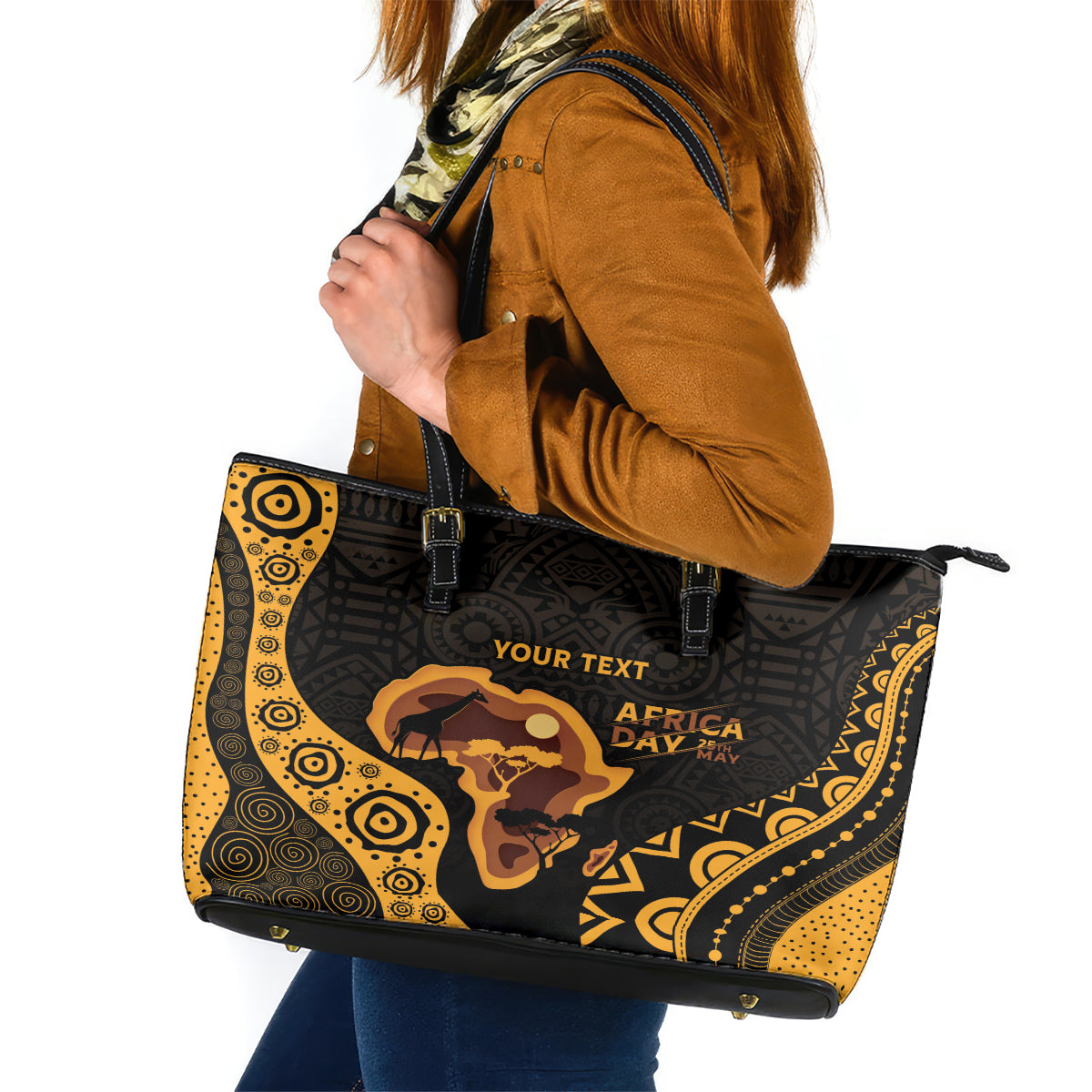 Africa Day Personalized Leather Tote Bag Ethnic Retro Style - Wonder Print Shop