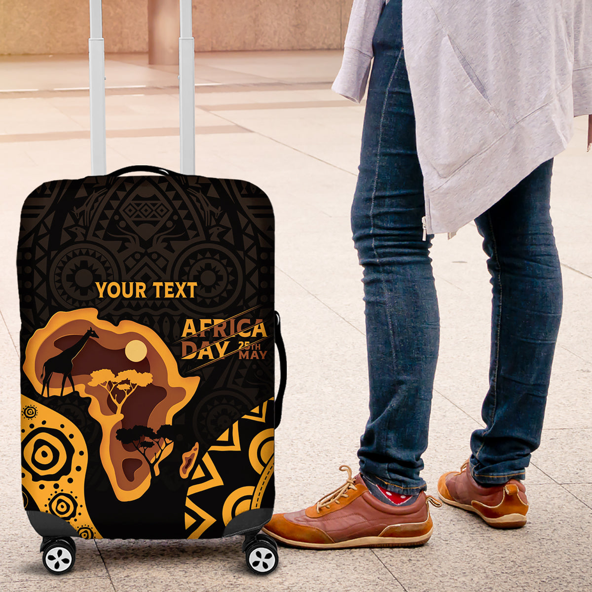 Africa Day Personalized Luggage Cover Ethnic Retro Style - Wonder Print Shop