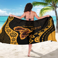 Personalized Africa Day sarong in black and gold with YOUR TEXT across center