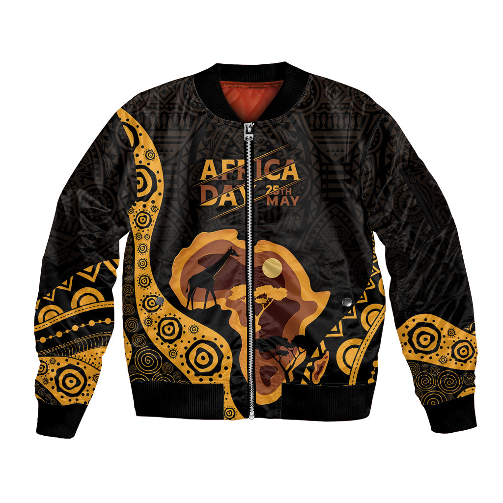 Africa Day Personalized Sleeve Zip Bomber Jacket Ethnic Retro Style - Wonder Print Shop