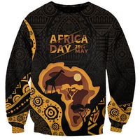 Unisex black and gold sweatshirt with Africa Day text and elephant graphic