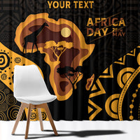 Black Africa Day curtain close-up with gold map, giraffe, and bold “YOUR TEXT”