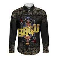 HBCU Grad Personalized Queen Poker Card Long Sleeve Button Shirt Golden Pattern